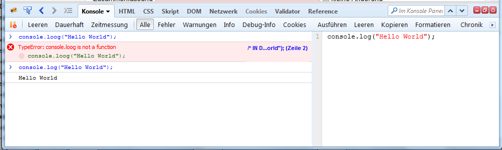 JavaScript Konsole im FireFox